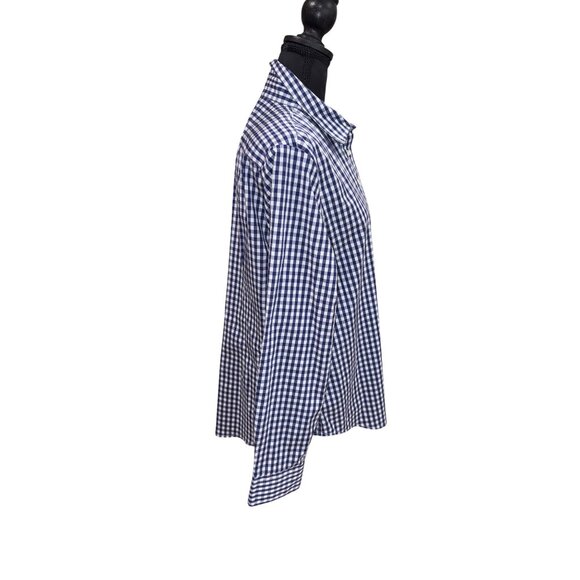 Rochelle Behrens The Icon Shirt Blue White Gingham Button Long Sleeve Womens XL - Picture 9 of 10